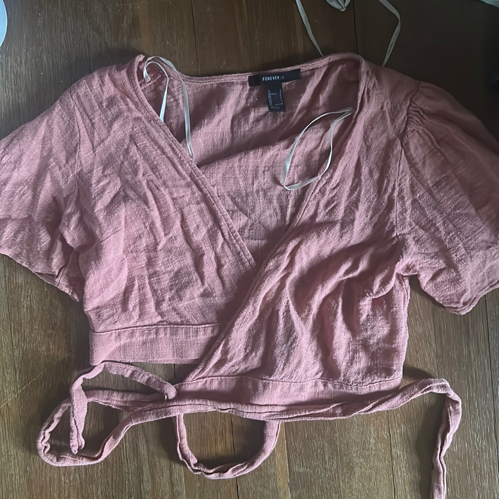 Linen wrap crop top